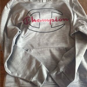 Champion Heather Gray Hoodie with Maroon Accent